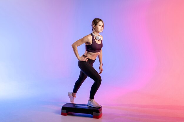 High angle woman working out