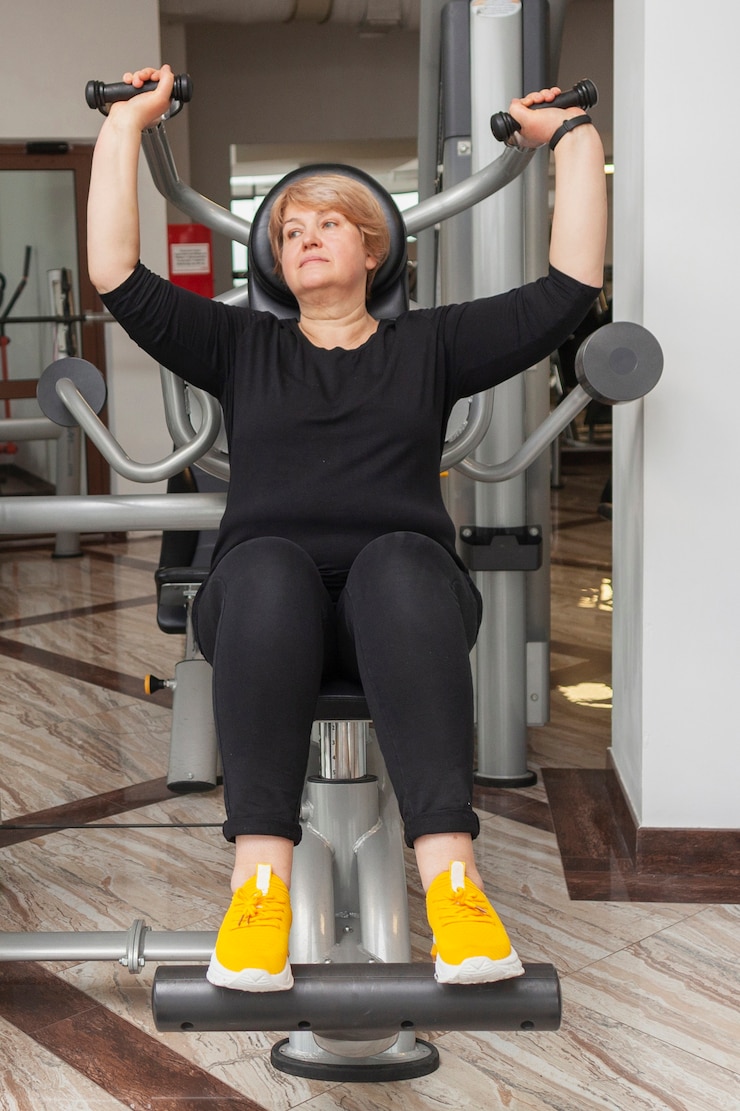 Free Photo high angle woman working out