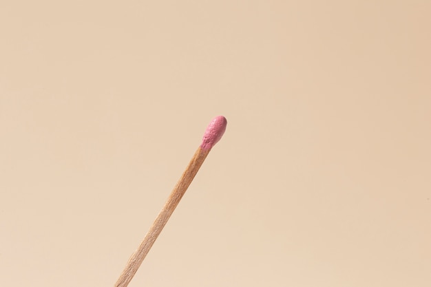 High angle wood match with copy space still life