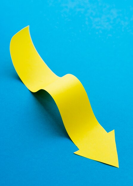 High angle of yellow arrow