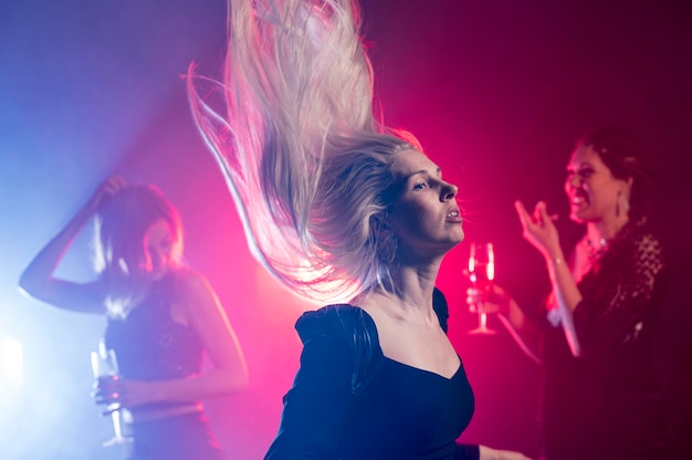 High angle young woman dancing