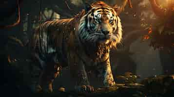 Free photo high detailed cinematic tiger photography