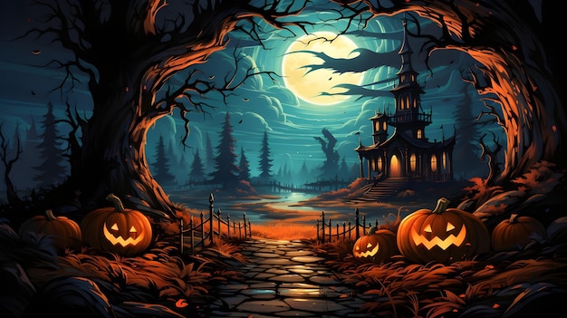 Free photo high detailed flat style cartoon halloween wallpaper