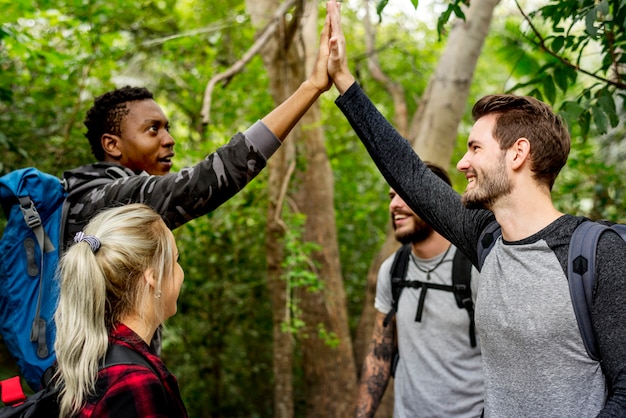 High five in the forest