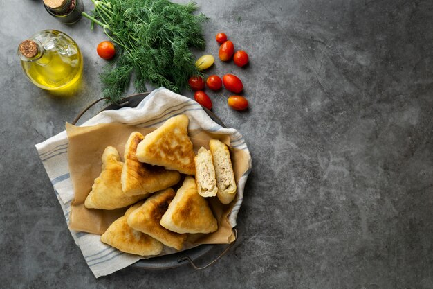 High protein meal of pastry close up detail