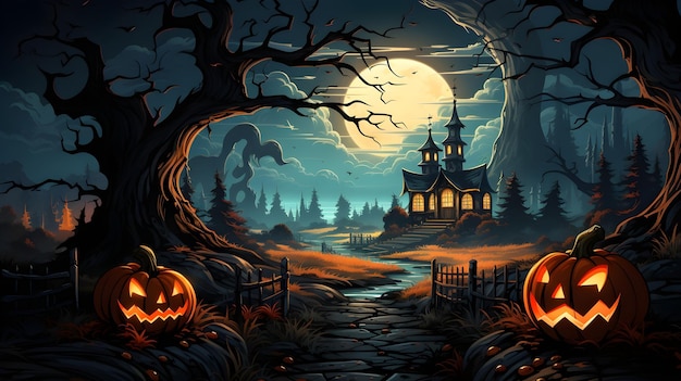 Foto gratuita design di halloween a cartoni animati piatti di alta qualità