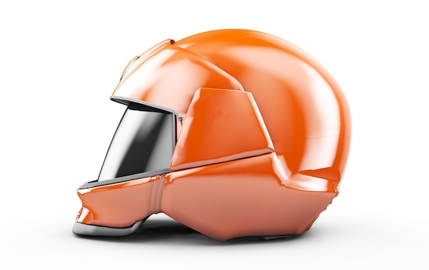 3d визуализации высокого разрешения оранжевый мото шлем.