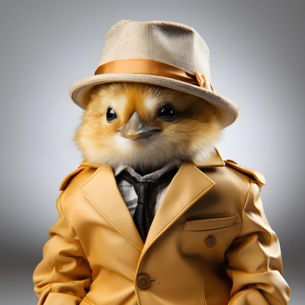 high resolution baby chick dressed like the godfather