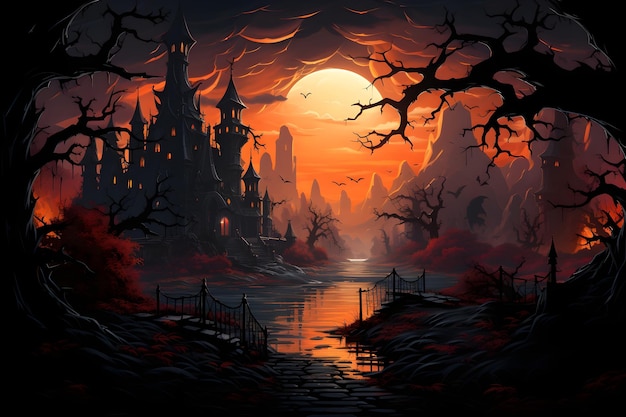 Free photo high resolution cartoon halloween wallpaper