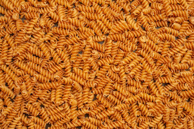 High resolution photo of raw Italian pasta in horizontal overhead view