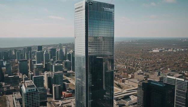 고층 건물은 AI가 생성하는 현대 도시 생활을 반영합니다.