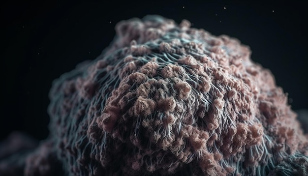 Масштабное увеличение показывает сложную молекулярную структуру раковых клеток, созданных искусственным интеллектом