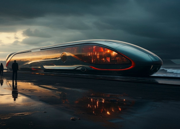 High tech futuristic urban travel for people