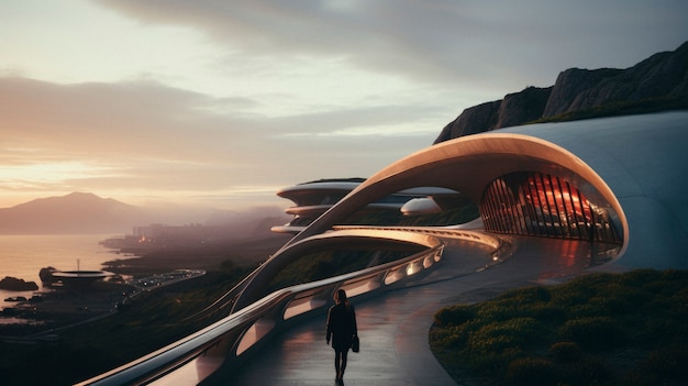 High tech futuristic urban travel for people