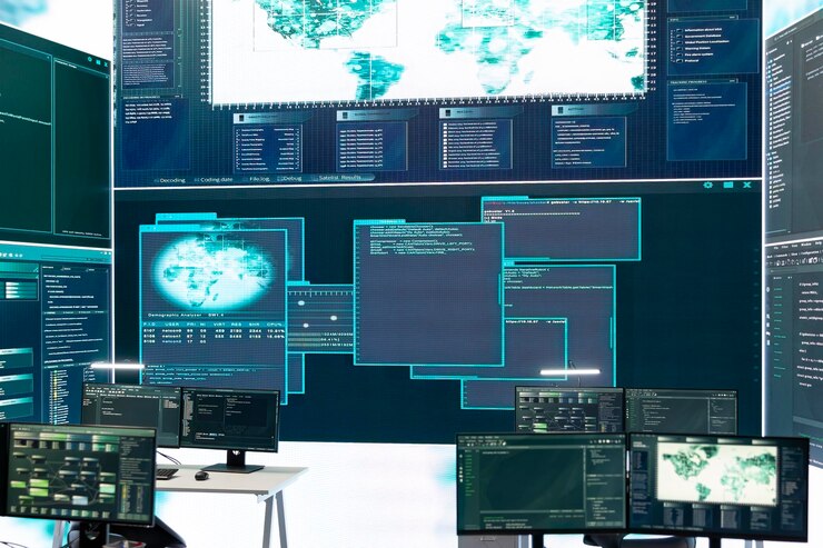 Free Photo high tech governmental cyber security room without staff at work