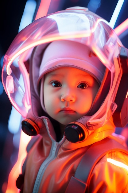 Free photo high tech portrait of young girl with futuristic style