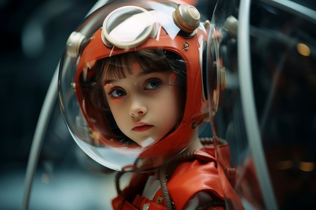 Free photo high tech portrait of young girl with futuristic style