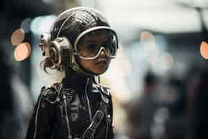 Free photo high tech portrait of young girl with futuristic style