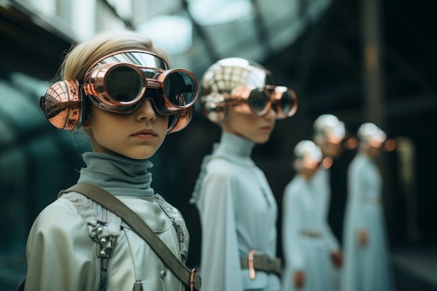 Foto gratuita ritratto ad alta tecnologia di una giovane ragazza con uno stile futuristico