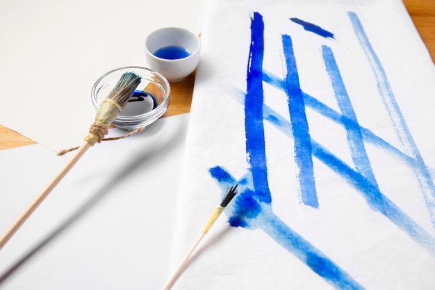 High view alternative blue paint brush