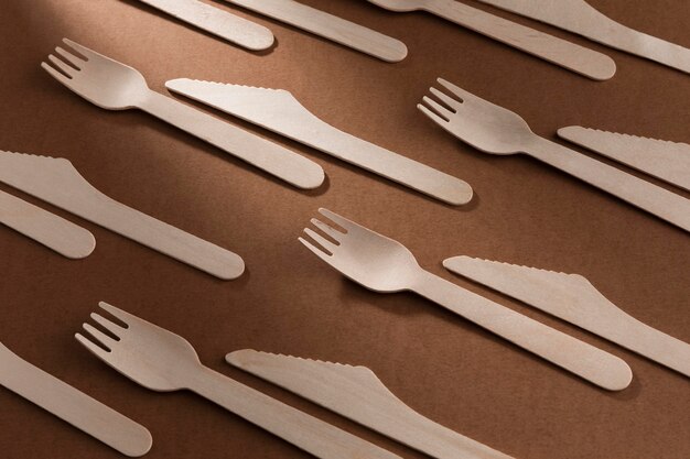 High view cardboard knife and fork