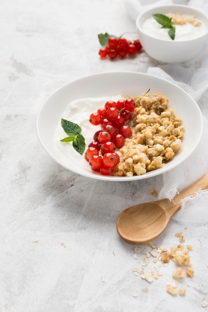 Foto gratuita alta vista cibo sano concetto