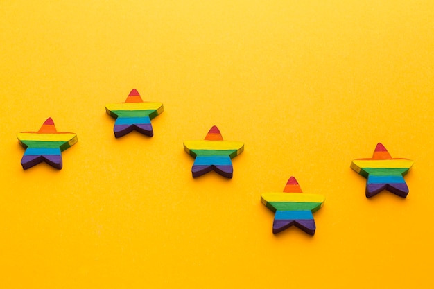 Free photo high view rainbow pride stars