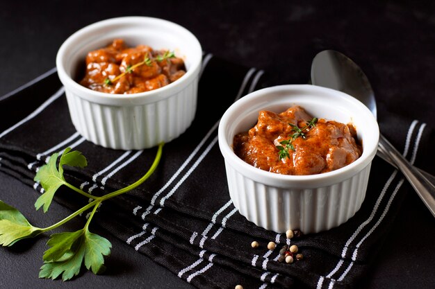 High view stew with parsley