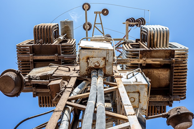 Free photo high voltage circuit breaker in an electrical substation