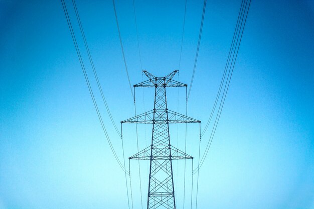 high voltage post.High-voltage tower sky background.