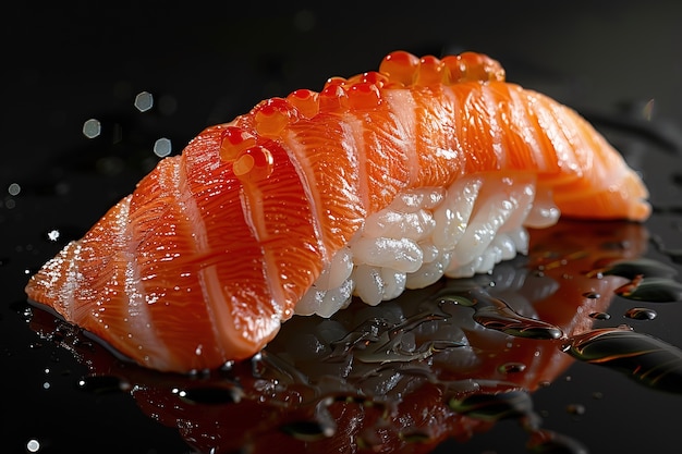 Free photo highly detailed seafood sushi dish with simple black background