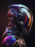 Free photo hightech helmets on humanoid being generative ai