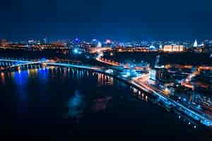 Free photo highway at night in modern city