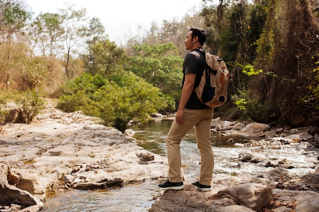 Free photo hiker exploring nature