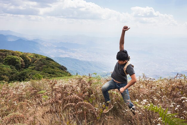 Hiker fooling around