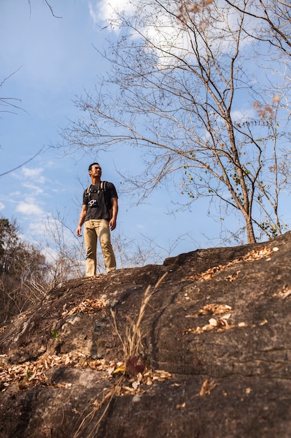 Free photo hiker on hill