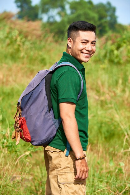 Hiker man with backpack