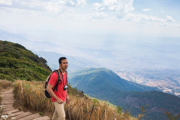 Hiker in a mountain region