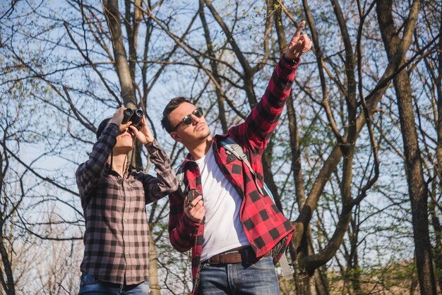 Hiker pointing to something to his partner