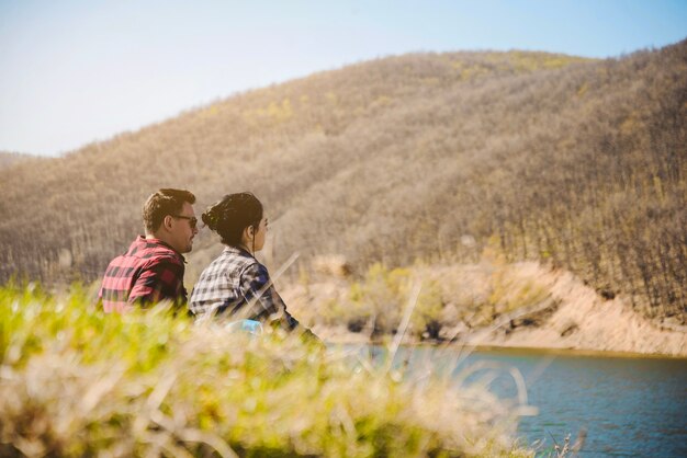 Hikers resting on a sunny day