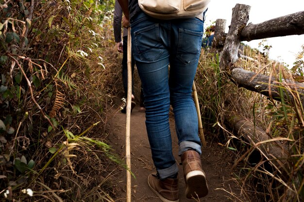 Hiking on a path