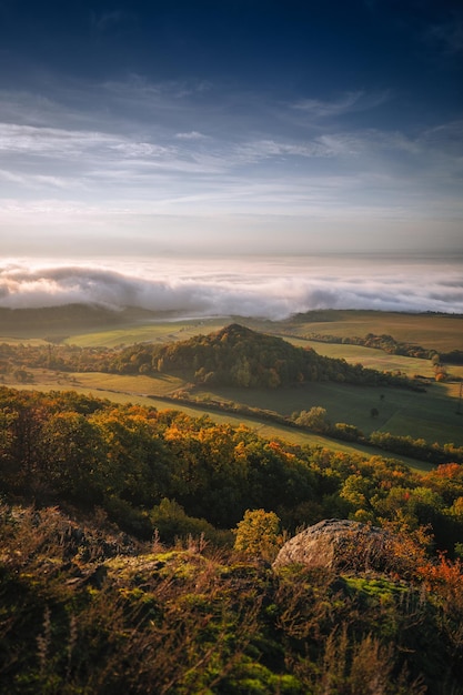 Hills on cloudy day