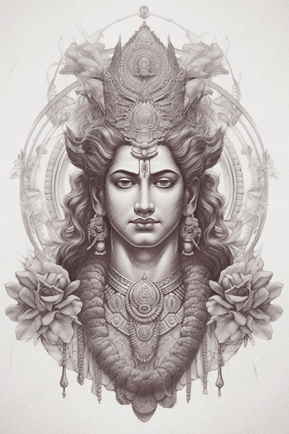 Hindi God Rama Realistic Pencil Sketch