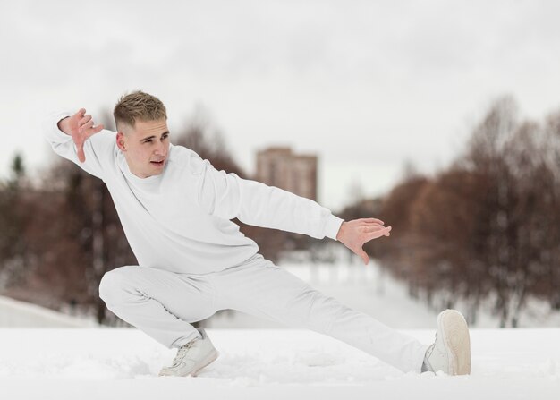 Hip hop dancer posing outside