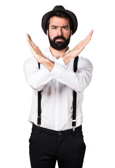 Hipster man with beard making no gesture