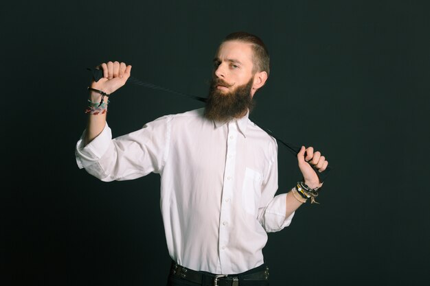 Hipster style bearded man