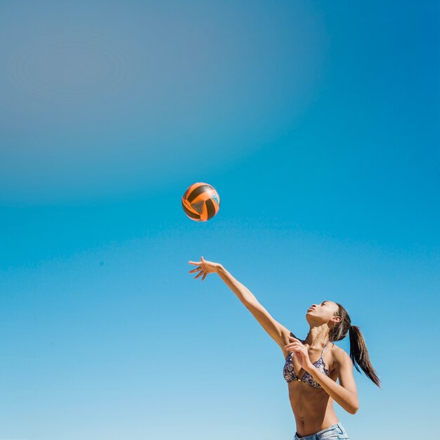 Hitting volleyball