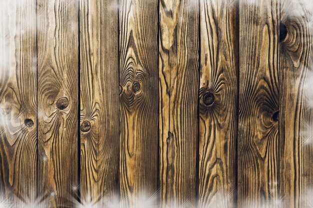 Hoarfrosted planks background