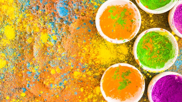 Holi colors in pots