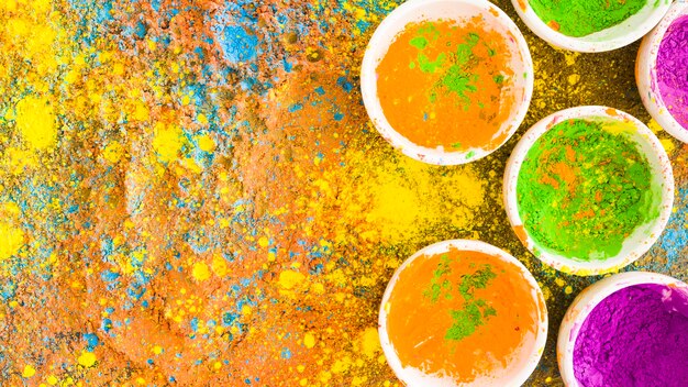 Holi colors in pots